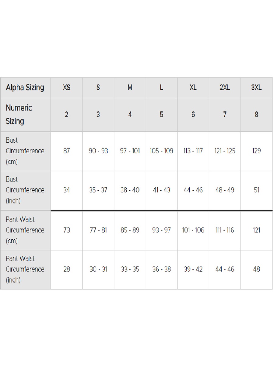 size guide for men clothing polos
