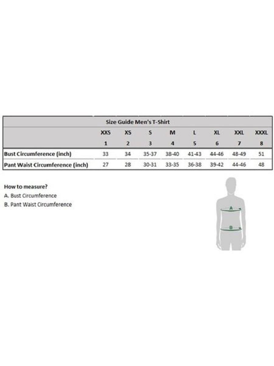 size guide for men clothing tshirts